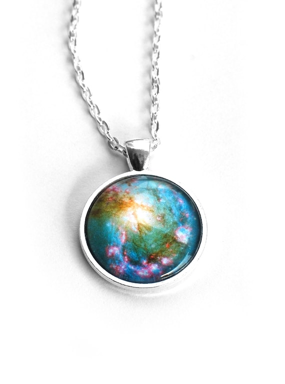 Galaxy Necklace / Antennae Galaxy Pendant / Space Necklace / Cosmic Necklace