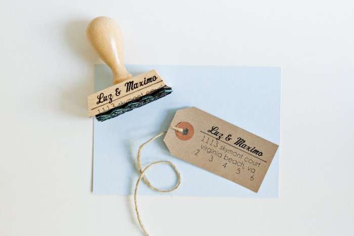 Custom Address Stamp - 2 1/4" typeset return address rubber stamp - personalized
