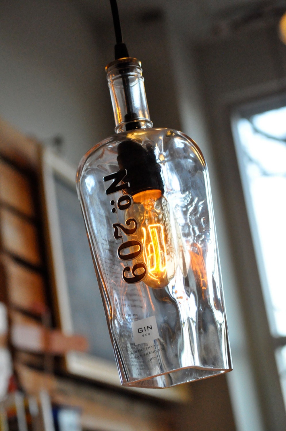 Recycled Pendant Lamp Gin Bottle No. 209