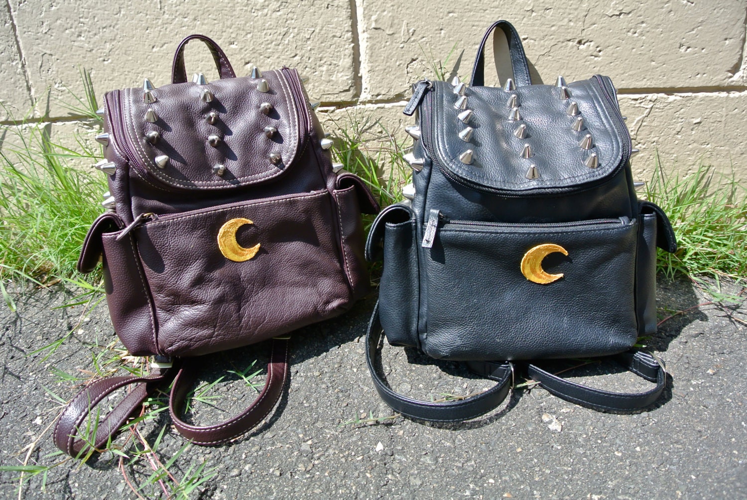 MoonCult Custom Backpack Upcycled Vintage Leather & Studded