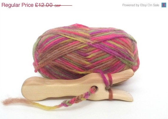 20% OFF Wooden Lucet and Wool Yarn- Wooden Knitting Fork and 100 Percent Wool
