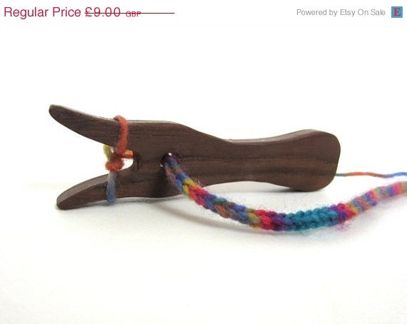 20% OFF Knitting Fork - Lucet - Wooden Knitting Fork - Walnut