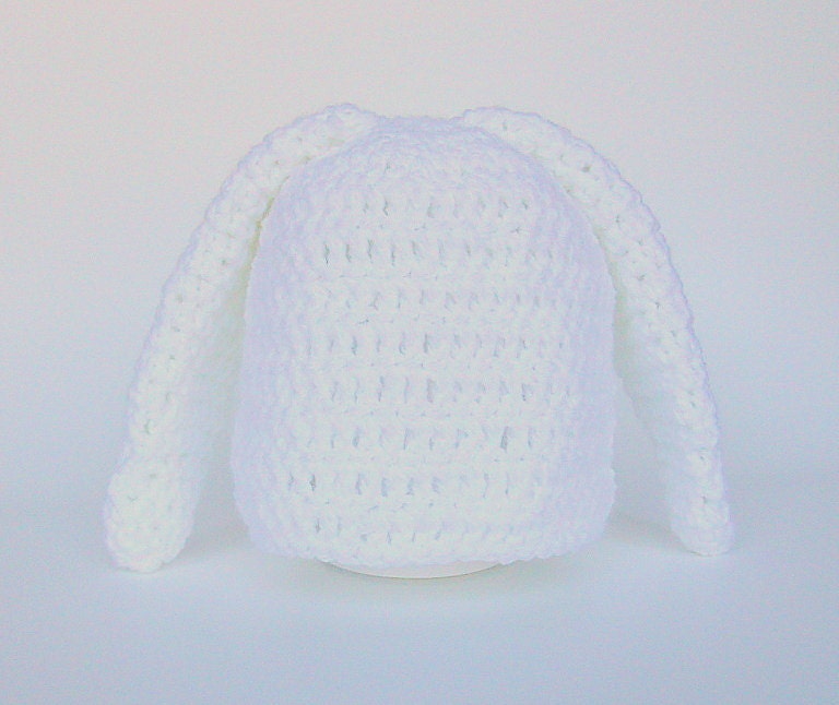 White Baby Bunny Hat Boy Rabbit Cap Infant Girl Easter Beanie Ears Children Spring Clothing Summer Photo Prop 3 - 6 Months Old
