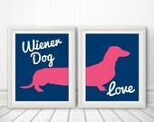 Wiener Dog Love, Wiener Dog, Dachshund, Wiener Dog Print, Wiener Dog Art, Wiener Dog Poster, Dog Print, Dog Art, Dog Poster - 8x10