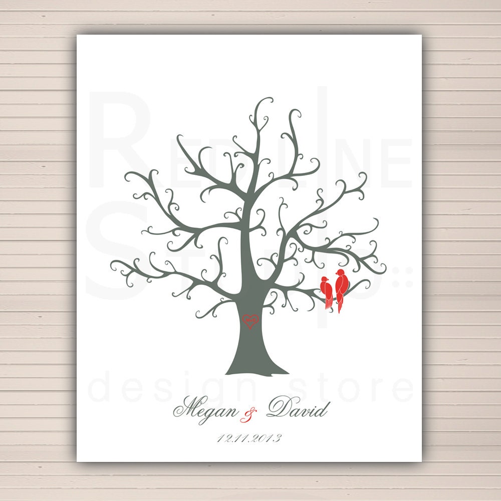 Fingerprints Tree Printable. Alternative wedding guest book. Signature Thumbprint Poster