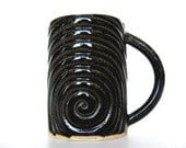 Black ceramic Teacup, modern stoneware pottery espresso coffee tea cup mug housewares dining serving