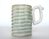 Ceramic Dewy Leaf Teacup, modern stoneware pottery espresso coffee tea cup mug housewares dining serving, in leafy verdant green