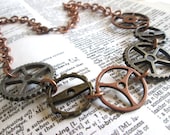 Steampunk bronze gears and more gears necklace