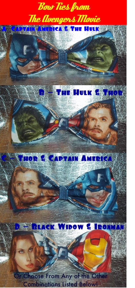BowTies Made From Marvel Comics Avengers Fabric - Choose From 16 Cool Bow Ties, Choose Your Favorite Avengers - SHIPPING 2.07