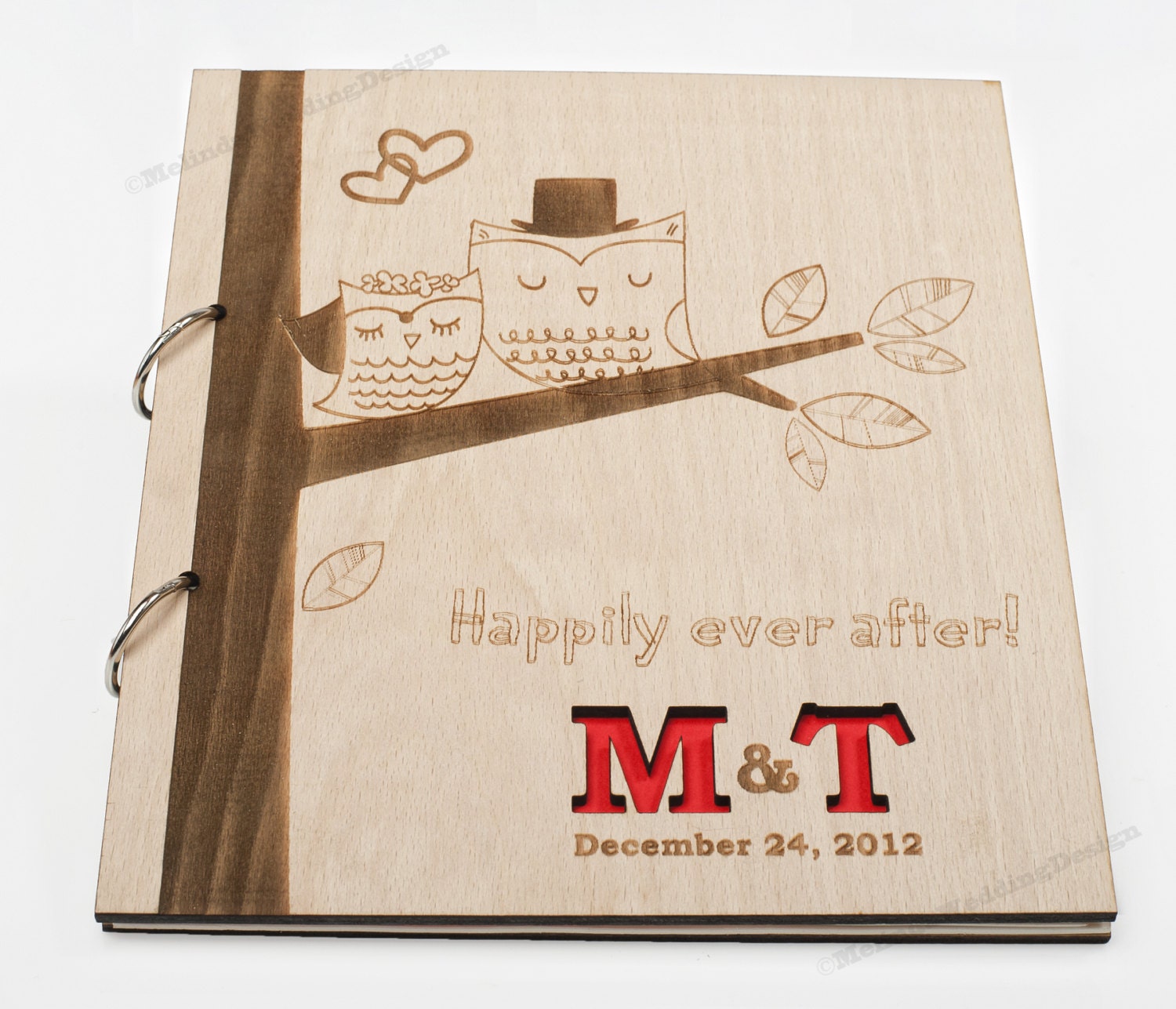 Wedding Guest Book with Cute Owls Design or Bridal Shower Advice Book