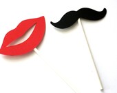 12 Gender Reveal Toppers Mustache Moustache Lips Cupcake Toppers Birthday Party - Made To Order