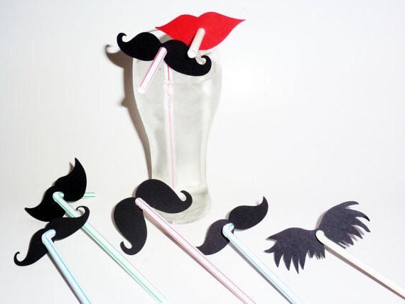 100 Mustache Moustache Party Straws Weddings Birthday Party Little Man Bash Gender Reveal Fiesta Party Favors