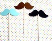 24 - Little Man Moustache Mustache Cupcake Toppers Gender Reveal Made To Order
