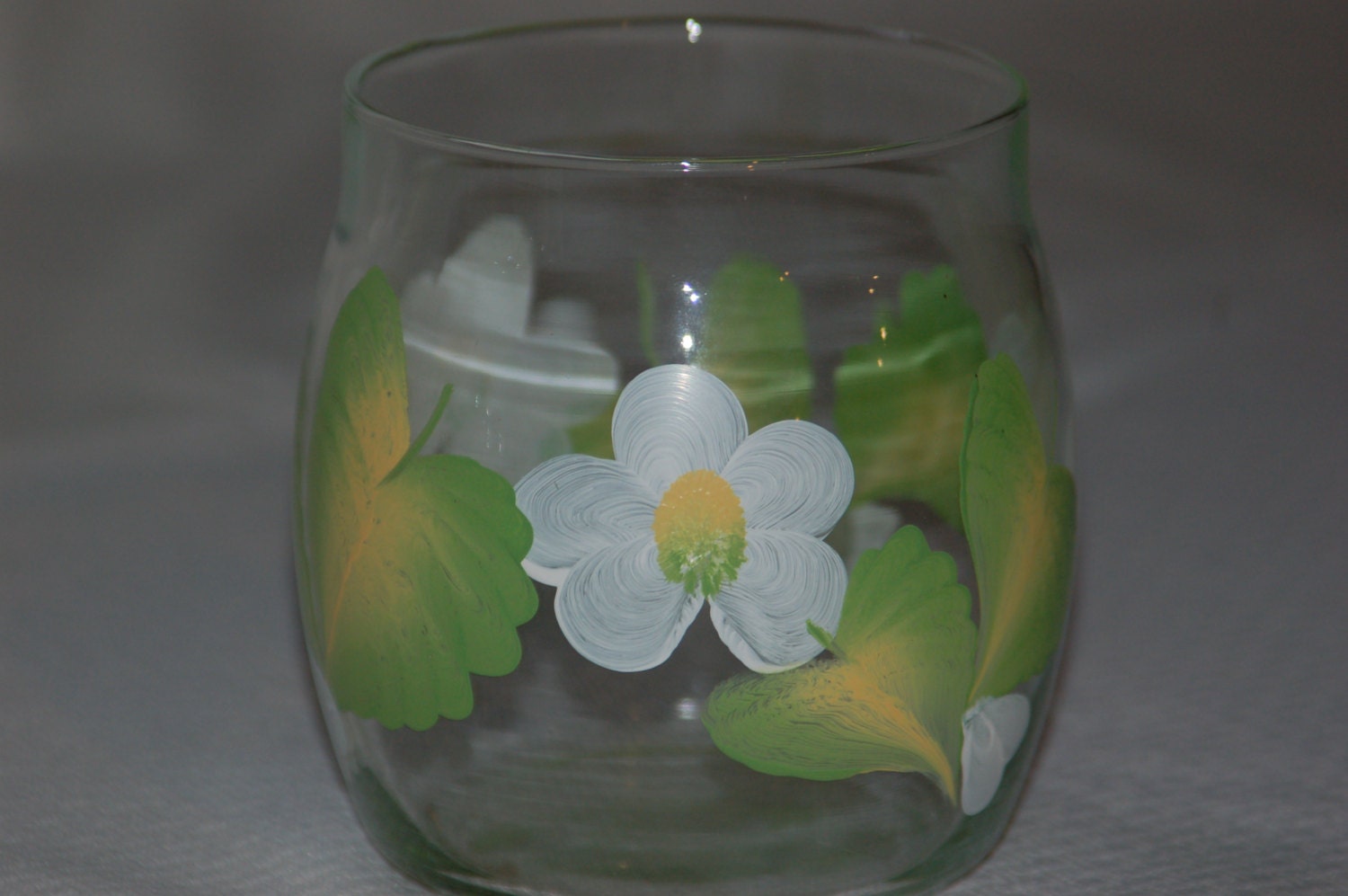 Daisies Hand Painted Glass Bowl
