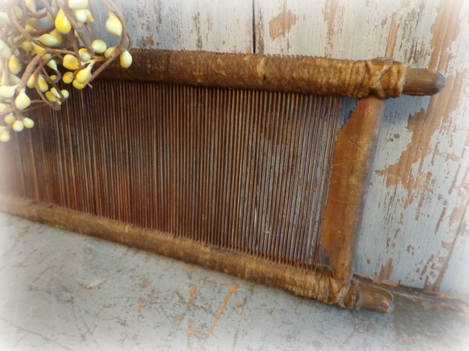 antique barn loom reed / unique find / SALE / rare 1800's textile  / primitive weaving / rustic wall hanging / home & garden / EPSTeam