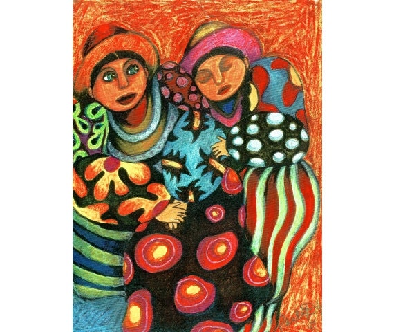 Mexican Folk Art, Whimsical Art, Mixed Media Art, Woman Art Print 8 x 10 by Paula DiLeo