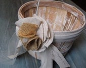 Flower Girl Basket- Wooden Vintage Styled Basket