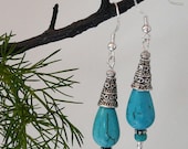 Earrings Turquoise Howlite Teardrop Free Worldwide Shipping