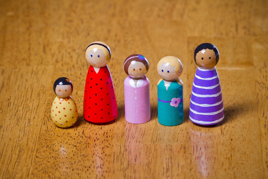 Custom Peg Doll Family of 5