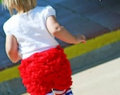 SALE Red Ruffled Chiffon Shorts- 4th of July, Dance, Summer- Ready to Ship