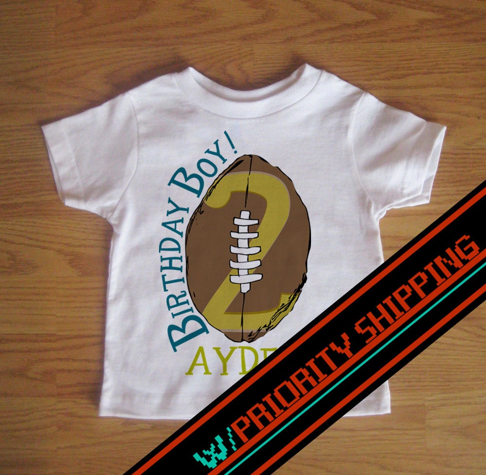 Birthday Boy Football Youth or Toddler Shirt w/PRIORITY SHIPPING - Custom Birthday Sports Kids Shirt Baby Clothes - Childrens Clothing