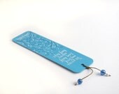 Jane Austen sky blue bookmark, with handwritten calligraphy - Captain Wentworth's letter - you pierce my soul