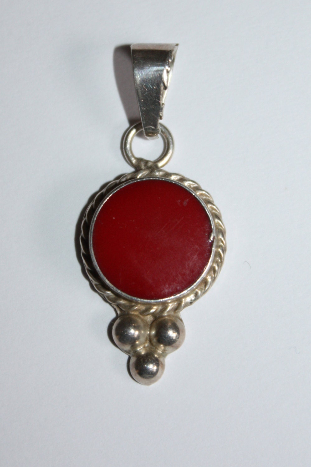Vintage  Sterling Carnelian Pendant 1970s Jewelry
