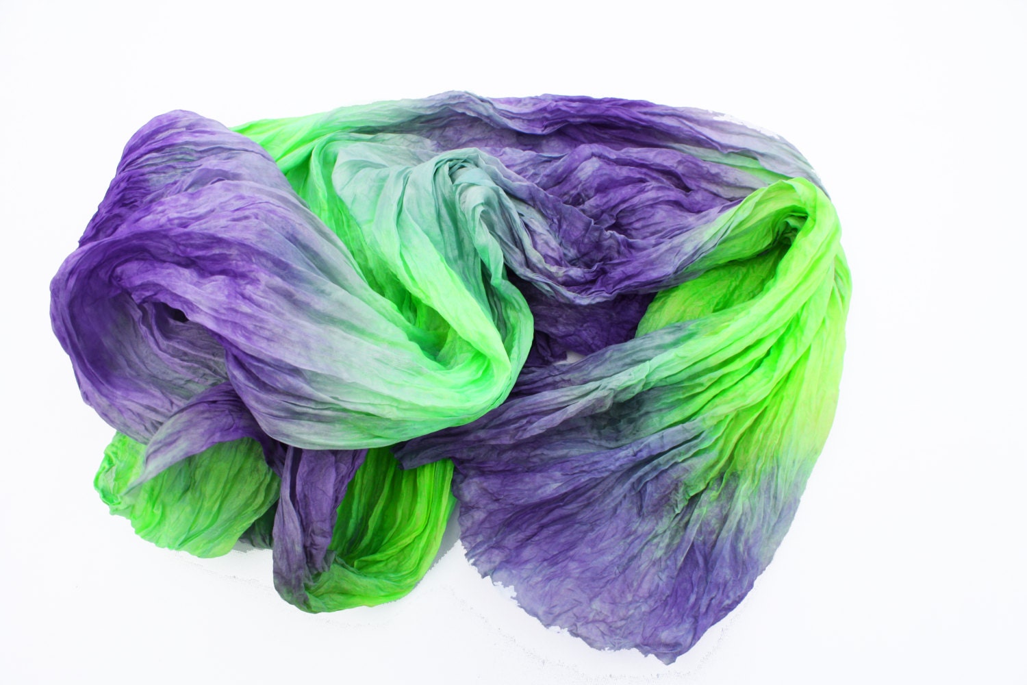 First Crocus -  lavender, purple, green, grass green scarf.