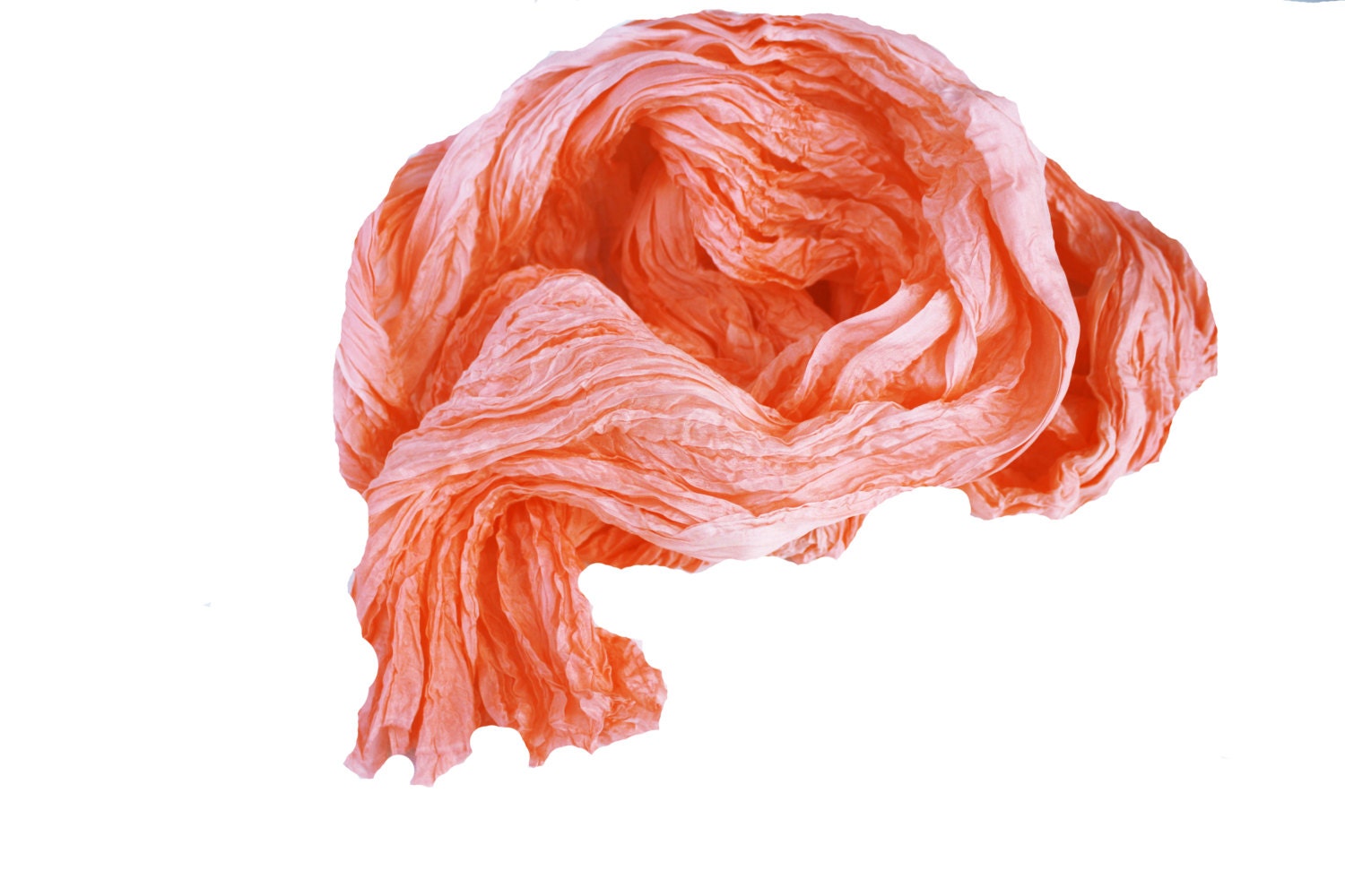 Apricot Velvet - peach, coral, apricot, silk ruffled scarf
