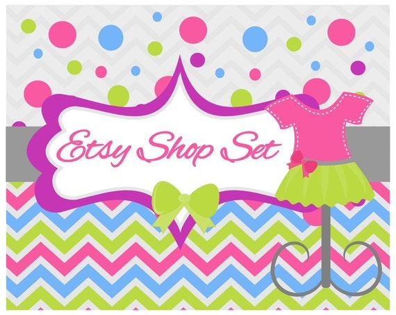 Premade etsy shop set - MINI - boutique - banner - graphic design - cute - tutu - avatar - branding - Il_570xn