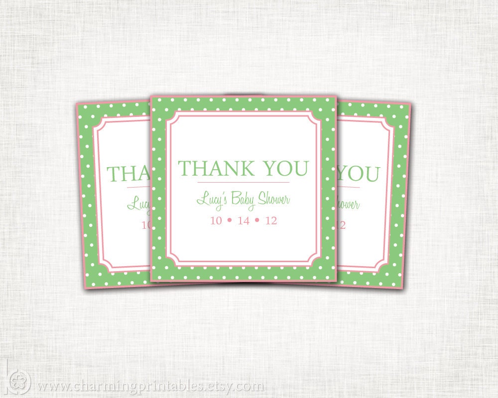 Thank You Labels - Polka Dot - Custom Colors - PRINTABLE PDF File Favor Tags for Weddings, Bridal or Baby Showers, Birthday Parties Il_570xn