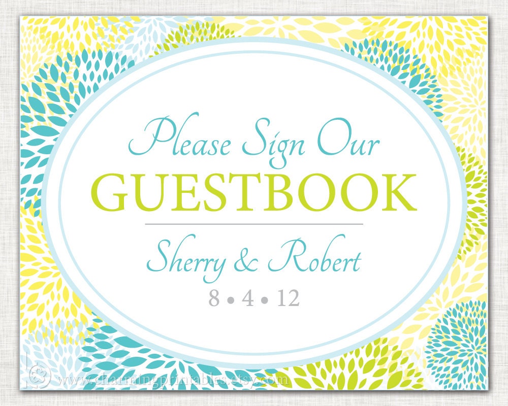 Floral Guest Book Sign - PRINTABLE DIY Digital File Sign - Please Sign Our Guestbook - Floral Collection Il_570xn