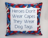 Inspirational Cross Stitch Pillow, Red White and Blue Pillow, Military Quote