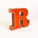 ORANGE Letter Wooden R, Block letter R, Vintage 1985 Letter R, Self Standing letter R, ORANGE
