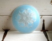 Vintage glass light cover, turquoise blue ceiling fixture cover, floral designed cottage, cabin, bedroom light cover