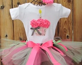 EASTER BUNNY BIRTHDAY 3D Cupcake 1st Birthday Set Includes Tutu 3D Cupcake Onesie w/Free Matching Flower Clip - 1st 2nd 3rd 4th 5th bday