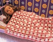 Crochet Pink and White Doll Blanket