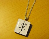 JRR Tolkein Symbol Scrabble Tile Necklace - White