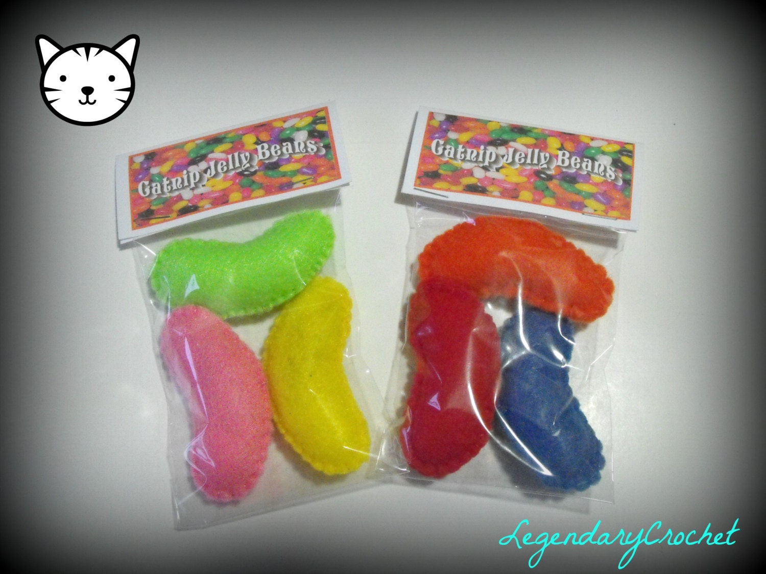 Cat Toys - Felt Catnip Jelly Beans - Set Of 6