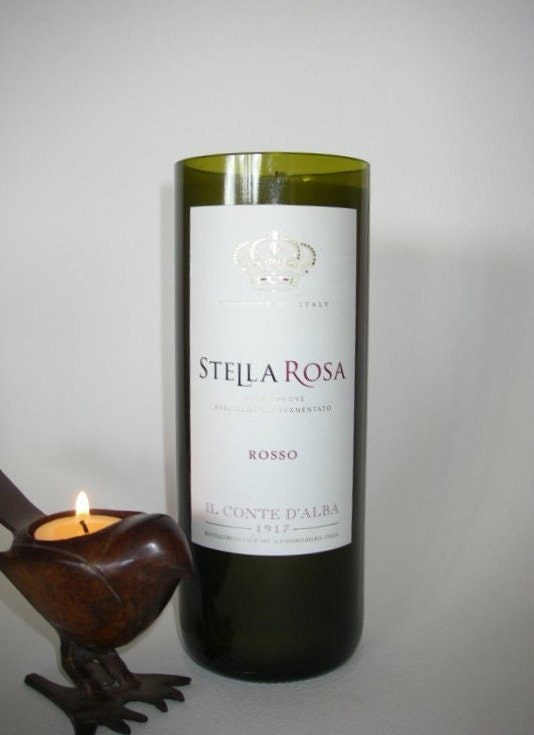 Wine Bottle Candle  Stella Rosa- Container Glass Crown Italian Ecofriendly Reusable