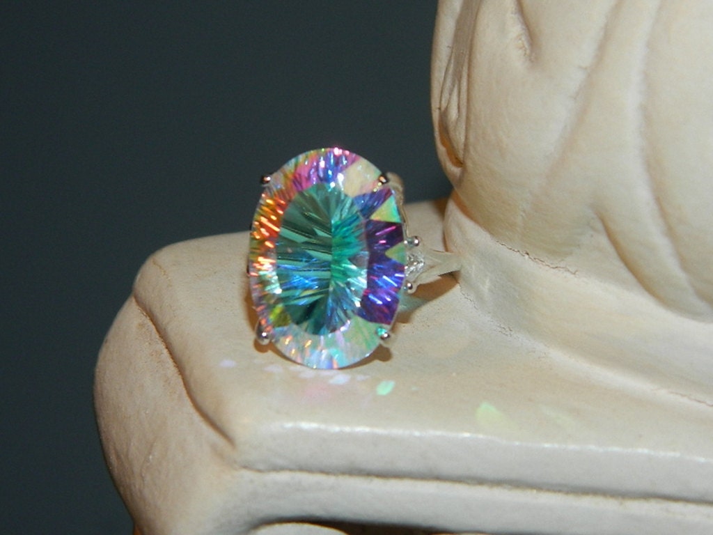 Opal white quartz ring