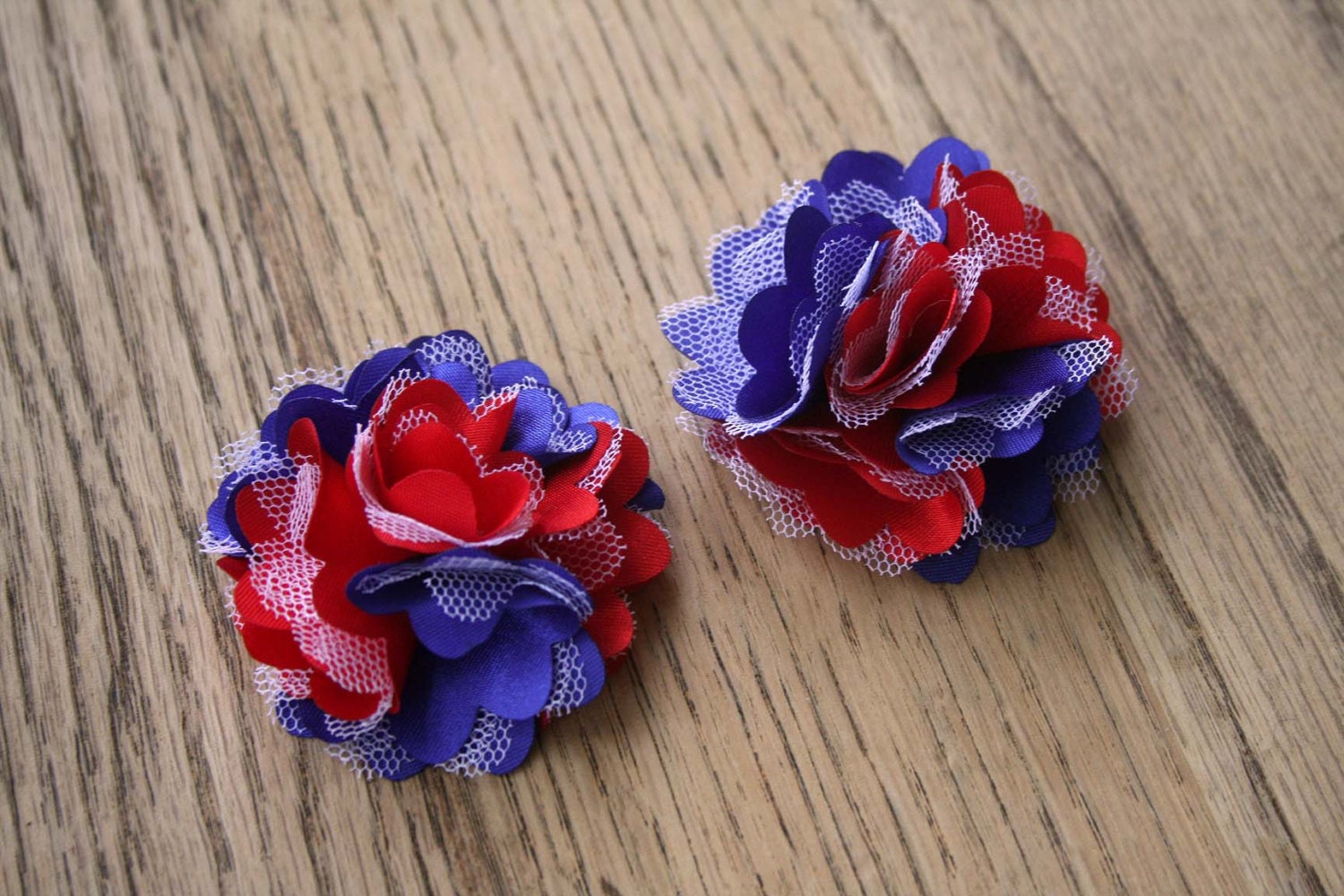 July 4th - 4th of July Patriotic 'Olivia' Clippies - Hair Clip - Red White and Blue - Hair / Headband - Two Clips