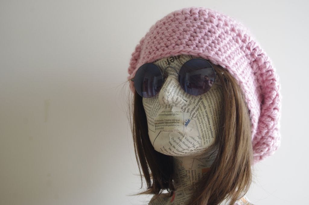 READY SHIP Hand Knit Hat Cloche Hat  pink   Spring Fall Autumn Winter Accessories Fashion