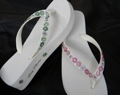 Glass Slippers Swarovski CRYSTAL Daisy Chains 65 COLOR CHOICES Flower Girl Havaianas Cariris Flip Flops Bridal Beach Wedding Shoes