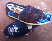 Custom, Hand Painted Kraken & Pirate Ship TOMS Shoes