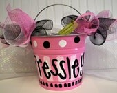 Girls Bucket, Beach Pail, Toy Bucket, Easter Basket, LooLeighs Charm Original, Baby Shower bucket