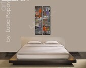 Modern Large Painting Abstract Lines Original Acrylic Diptych 24"x48" on 2 canvases Large Wall Art
