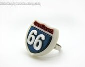 Route 66 road sign adjustable ring road sign with glitter