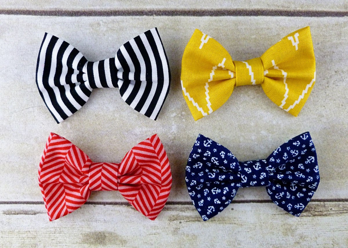 AHOY, Set of 4 SMALL Bow Hair Clips or Headbands