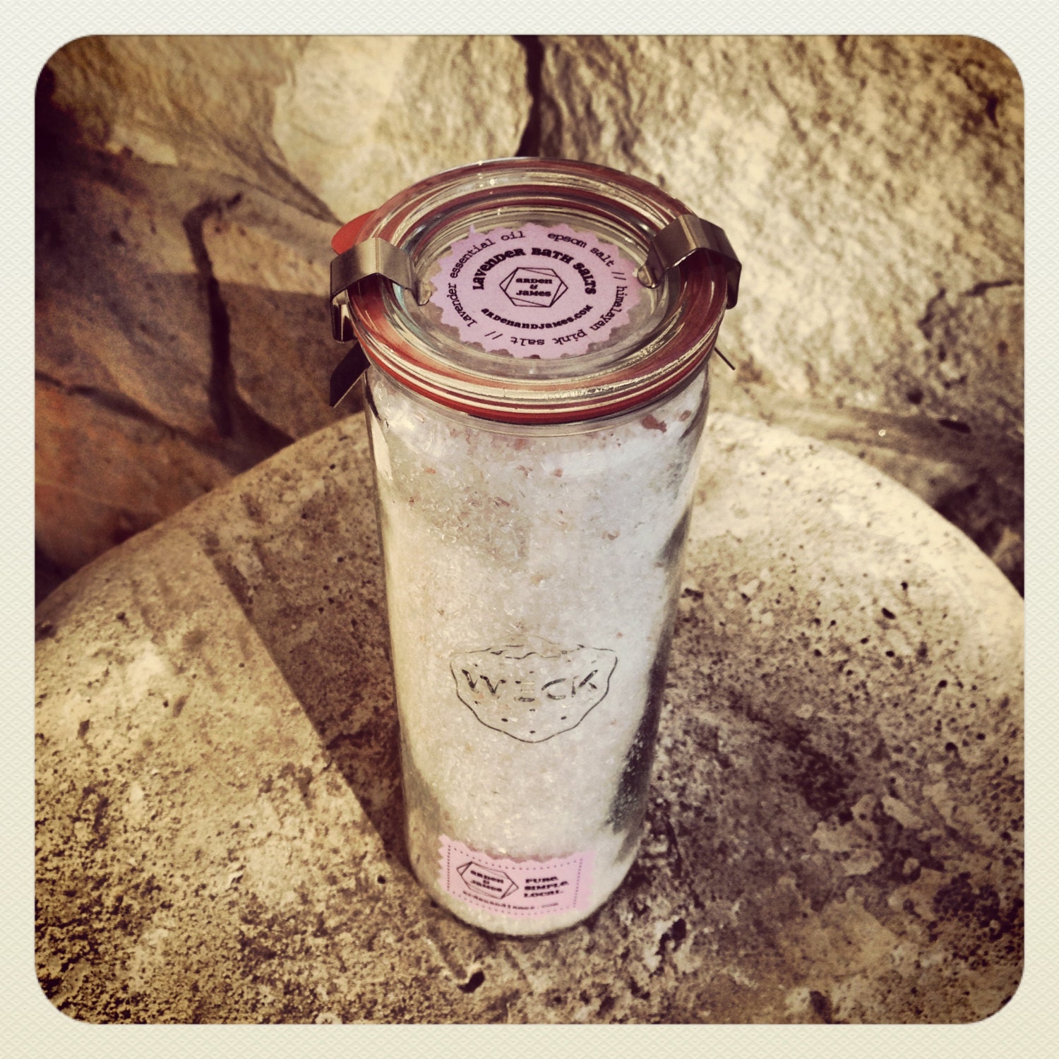 lavender  bath salts //lavender essential oil //  epsom salt // himalayan pink salt // tall weck jar